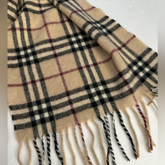 BURBERRY / BURBERRY’S London 100% Cashmere fringe scarf classic check brown VTG - Picture 4 of 10